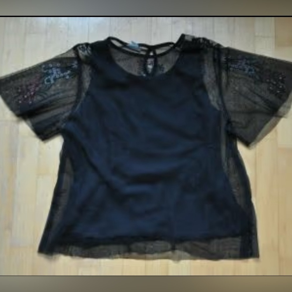 T1 - Zara Girls embroidered tulle shirt top - Picture 2 of 3